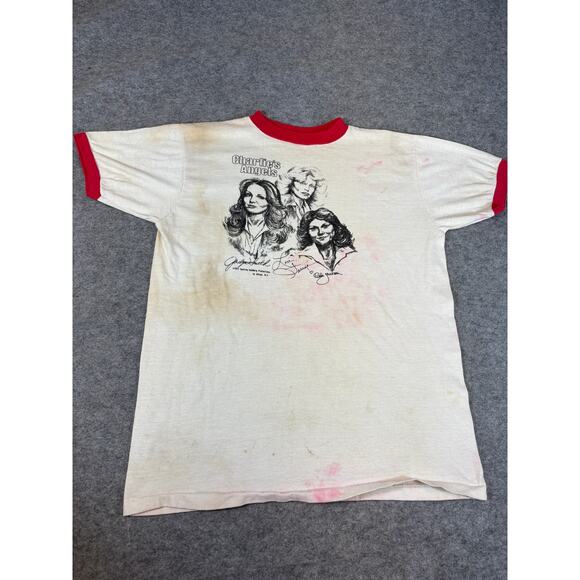 VINTAGE 70s Charlies Angels Allison Shirt Womens Medium White Ringer Tee Promo - Picture 1 of 6